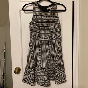 Loft black and white drop waist pattern dress 2P